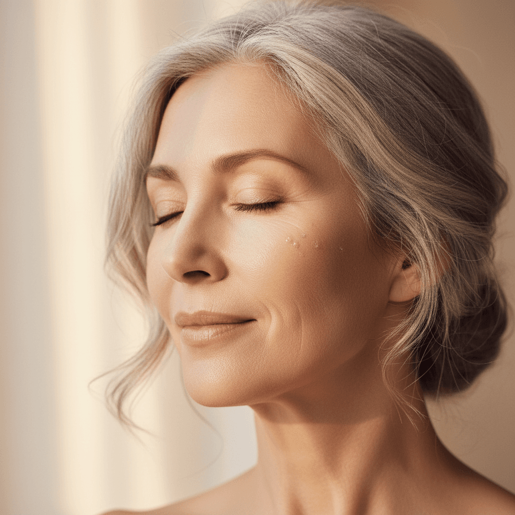 Elegant woman with eyes peacefully closed